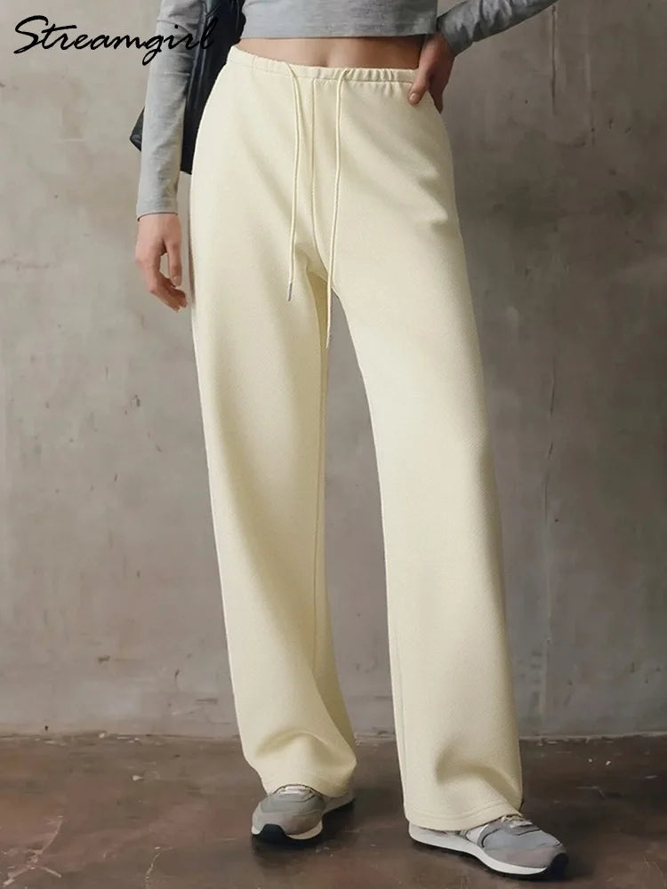 Burgundy Sweatpants Women Straight Leg Sport Bottoms Trousers Lady Autumn Basic Joggers Wide Leg Women's Pants And Trousers Tall