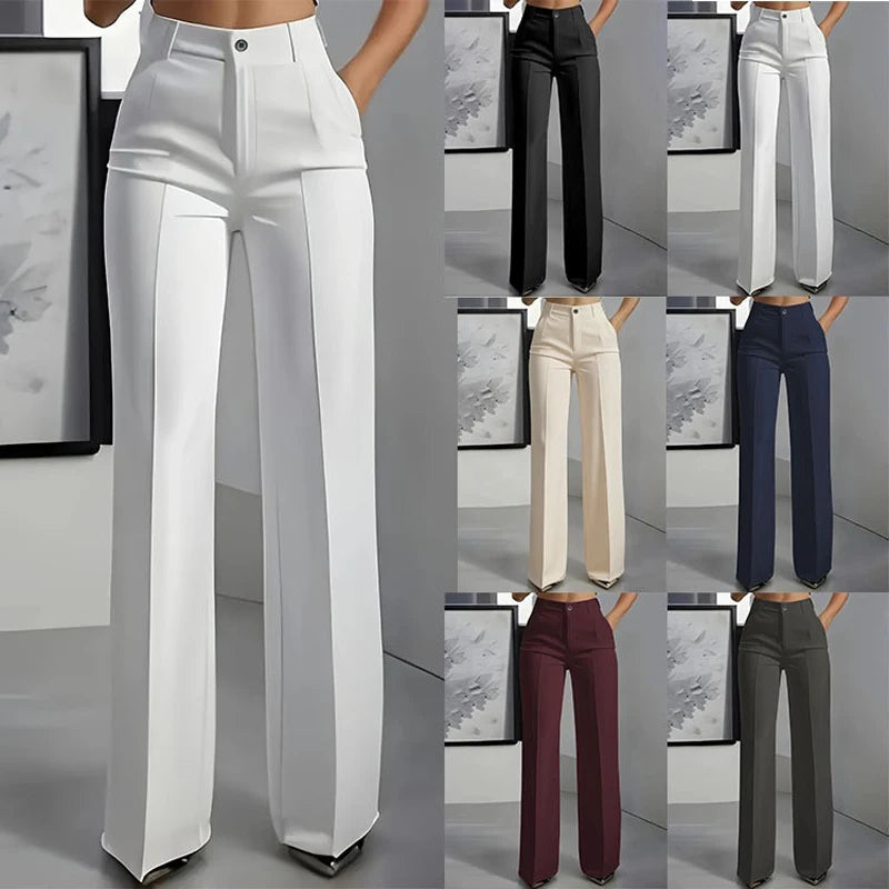 New 2026 Women's High-Waisted Draped Straight-Cut Suit Pants Simple European American Cross-Border Fashion for Women
